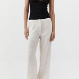 St Agni Silk Wool Jacquard Minimal Pants in Talco - detail view