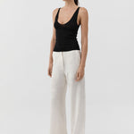 St Agni Silk Wool Jacquard Minimal Pants in Talco - styled look