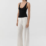 St Agni Silk Wool Jacquard Minimal Pants in Talco - styled look