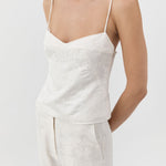 St Agni Silk Wool Jacquard Minimal Pants in Talco - close up