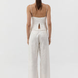 St Agni Silk Wool Jacquard Minimal Pants in Talco - close up