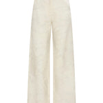 St Agni Silk Wool Jacquard Minimal Pants in Talco