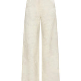 St Agni Silk Wool Jacquard Minimal Pants in Talco