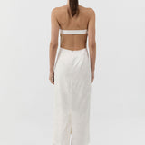 St Agni Silk Wool Jacquard Strapless Dress in Talco - close up