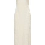 St Agni Silk Wool Jacquard Strapless Dress in Talco
