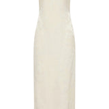 St Agni Silk Wool Jacquard Strapless Dress in Talco