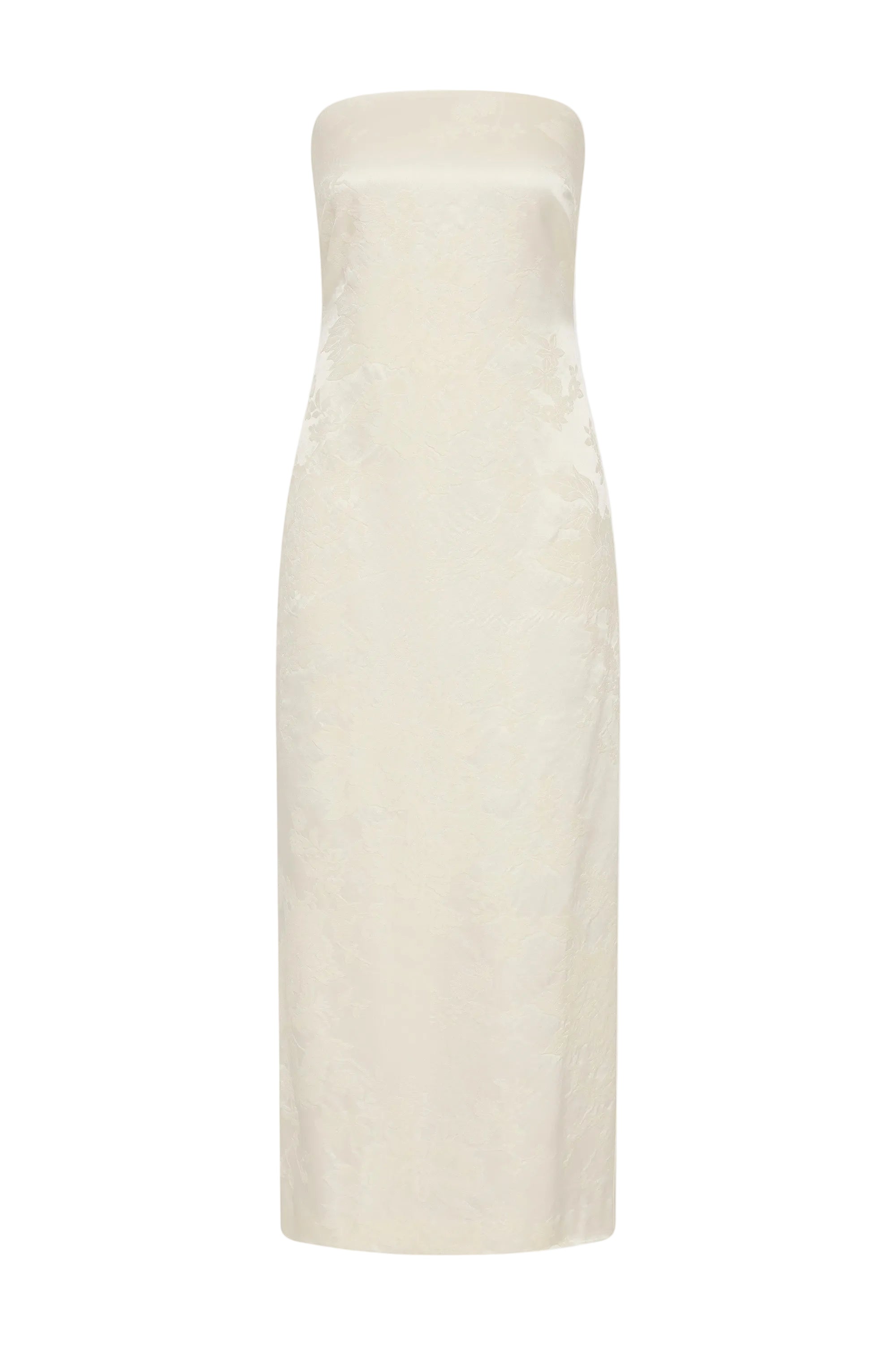 St Agni Silk Wool Jacquard Strapless Dress in Talco