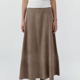St Agni Suede Circle Skirt in Earth - styled look
