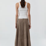 St Agni Suede Circle Skirt in Earth - close up