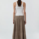 St Agni Suede Circle Skirt in Earth - close up