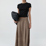 St Agni Suede Circle Skirt in Earth - side view