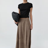 St Agni Suede Circle Skirt in Earth - side view