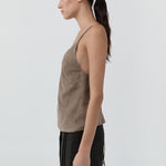 St Agni Suede Low Back Tie Top in Earth - outfit inspiration