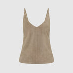 St Agni Suede Low Back Tie Top in Earth