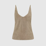 St Agni Suede Low Back Tie Top in Earth