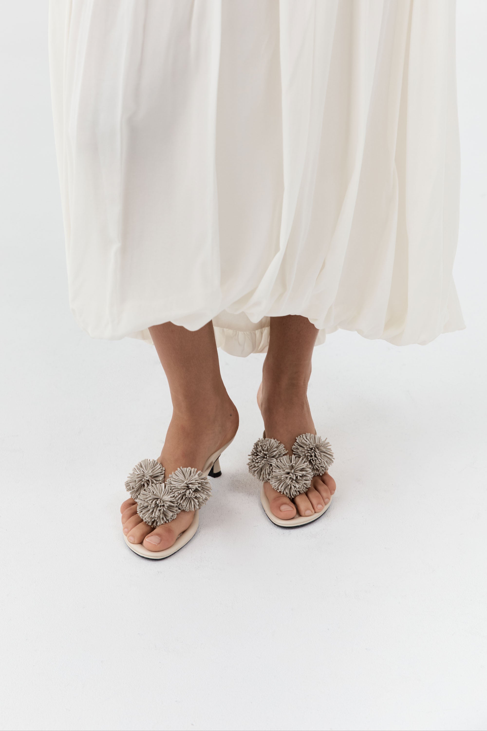 St Agni Urchin Heel 50 in Parchment - styled look