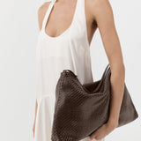 St Agni Woven Hobo Bag in Coffee - side view