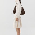 St Agni Woven Hobo Bag in Coffee - styled look