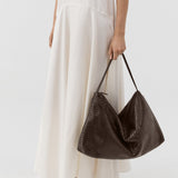 St Agni Woven Hobo Bag in Coffee - close up