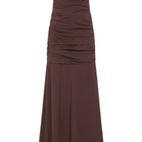 St Agni Gathered Strapless Longline Dress in Liqueur