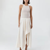 St Agni Knit Bodice Asymm Dress in Ecru