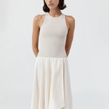St Agni Knit Bodice Asymm Dress in Ecru
