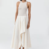 St Agni Knit Bodice Asymm Dress in Ecru