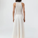 St Agni Knit Bodice Asymm Dress in Ecru