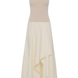 St Agni Knit Bodice Asymm Dress in Ecru