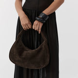 St Agni Suede Large Bon Bon Bag in Coffee