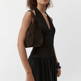 St Agni Suede Large Bon Bon Bag in Coffee