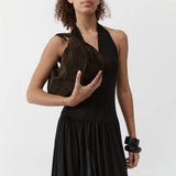 St Agni Suede Large Bon Bon Bag in Coffee