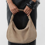 St Agni Suede Large Bon Bon Bag in Rock - styled look