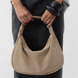 St Agni Suede Large Bon Bon Bag in Rock - styled look
