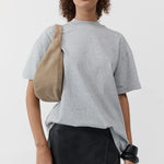 St Agni Suede Large Bon Bon Bag in Rock - side view