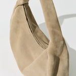 St Agni Suede Large Bon Bon Bag in Rock - close up