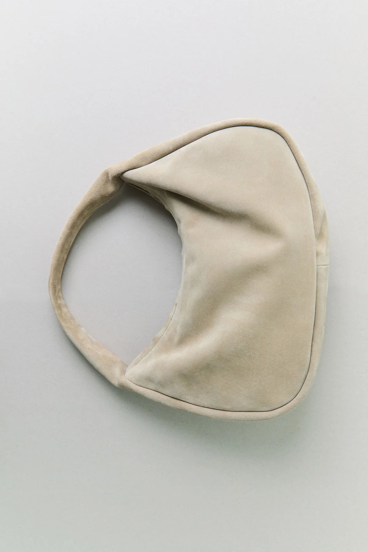 St Agni Suede Large Bon Bon Bag in Rock - close up