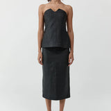 St Agni Woven Leather Strapless Bodice in Black