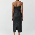 St Agni Woven Leather Strapless Bodice in Black