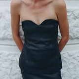 St Agni Woven Leather Strapless Bodice in Black