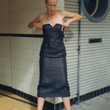 St Agni Woven Leather Strapless Bodice in Black