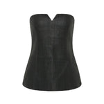 St Agni Woven Leather Strapless Bodice in Black