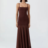 St Agni Sheer Silk Circle Hem Dress in Liqueur