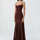 St Agni Sheer Silk Circle Hem Dress in Liqueur