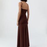 St Agni Sheer Silk Circle Hem Dress in Liqueur