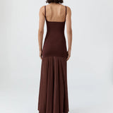 St Agni Sheer Silk Circle Hem Dress in Liqueur