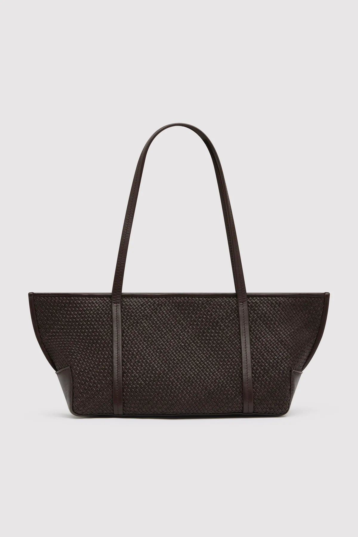 St Agni Woven Slim Bateau Tote in Coffee