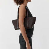 St Agni Woven Slim Bateau Tote in Coffee