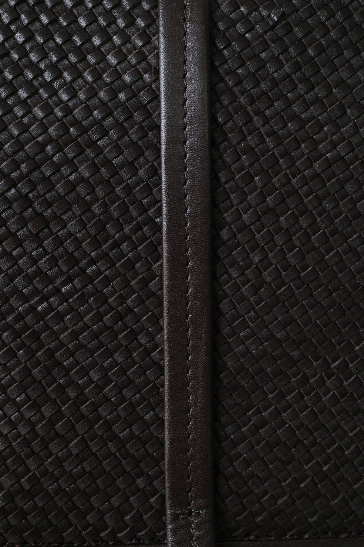 St Agni Woven Slim Bateau Tote in Coffee