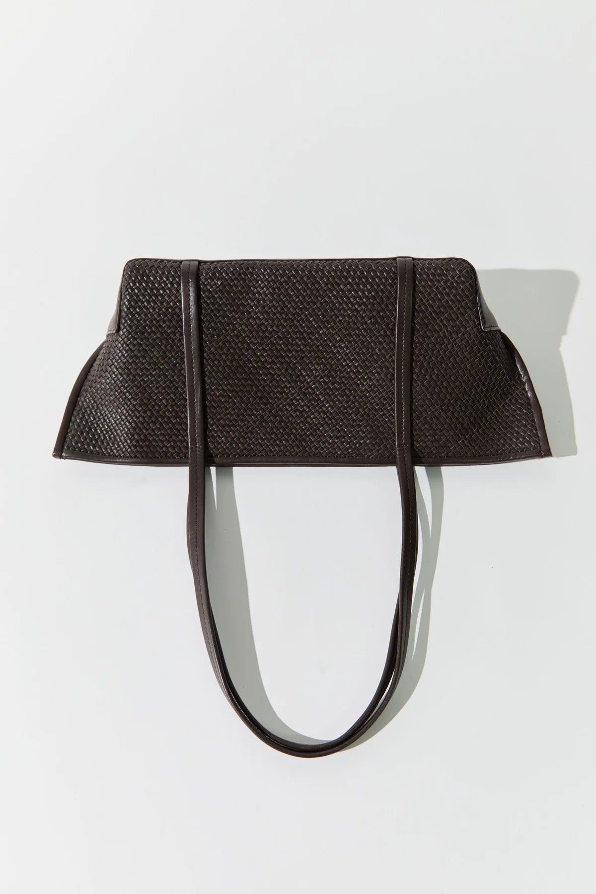 St Agni Woven Slim Bateau Tote in Coffee